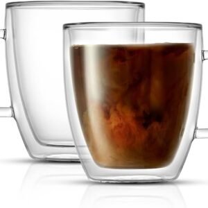 Double-Walled Insulated Glass Mugs—Coffee Cups (Set of 2)