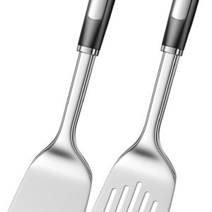2 Pack metal spatula set, kitchen utensils, cooking utensils,Turner, mini spatula,Slotted Kitchen Spatulas Stainless Steel, Cooking Utensils, Ideal Cookware for Fish, Eggs, Pancakes