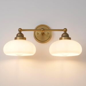 Double-Lamp Retro Wall Lamp with Milky White Glass Shade