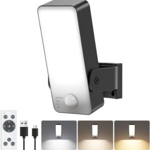 Rechargeable battery-powered outdoor sensor light with remote control, 3 modes