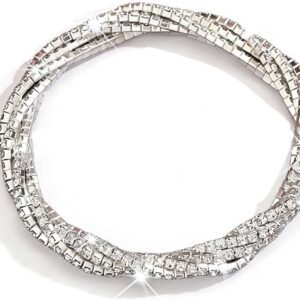 Rhinestone Bracelet for Women Elegant Crystal Stretch Bracelet Sparkling Cubic Zirconia Bracelets Prom Party Wedding Bangles Jewelry for Women