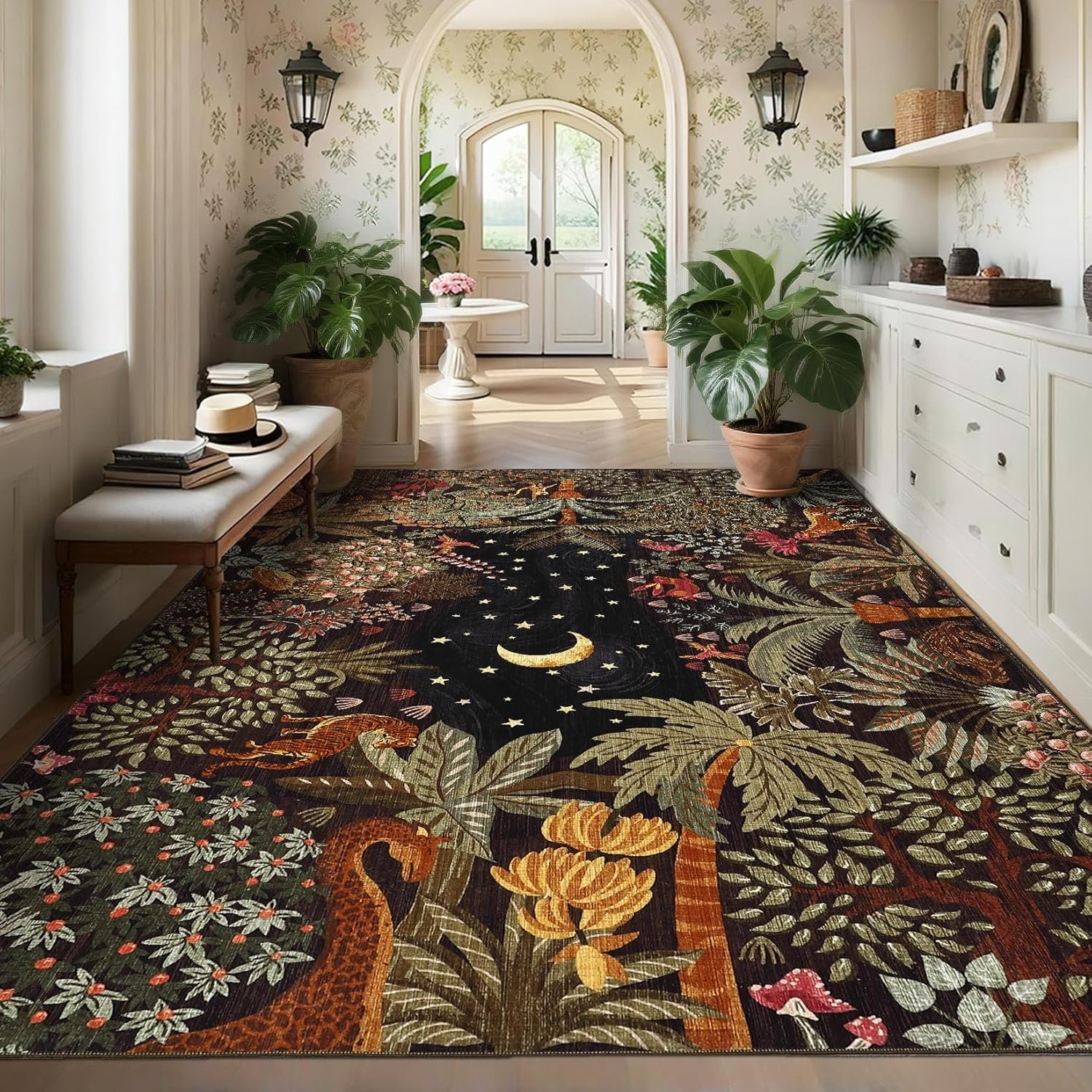 Jungle-Themed Large Area Rug (5x7 ft): Washable rug suitable for living rooms and bedrooms; soft, low-pile, non-slip decorative rug with animal print, ideal for dining rooms and playrooms - Image 2