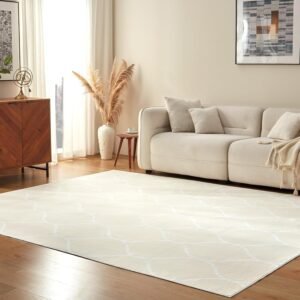 Lightweight Indoor Large Area Rug (6x9 ft): Geometric print, washable home decor rug suitable for living rooms and bedrooms
